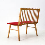 Reupholstered beechwood bench, 1950s