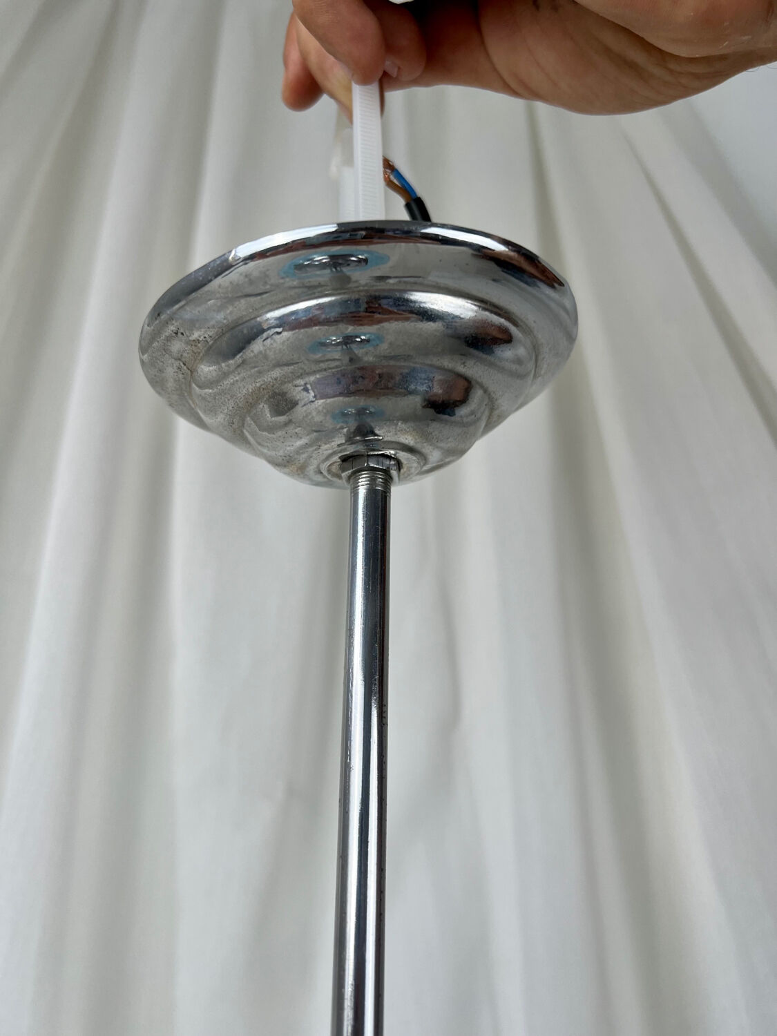 Clichy blue glass globe chandelier 1950 - 1960