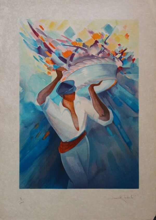 Janick Lederle : Panier fantastique, lithographie originale signée