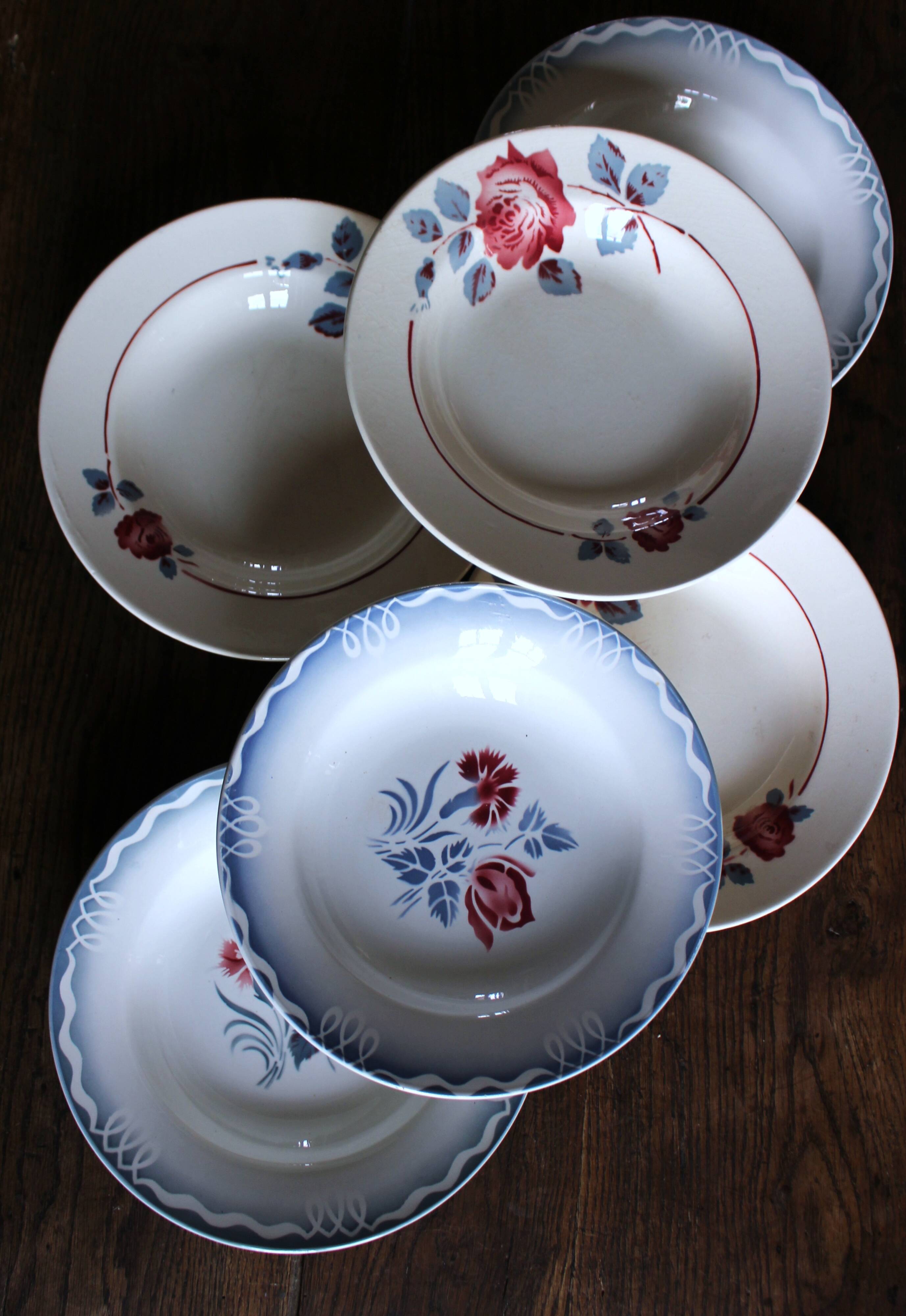 6 Art Deco deep plates Marinette Juliette Digoin Sarreguemines Badonv