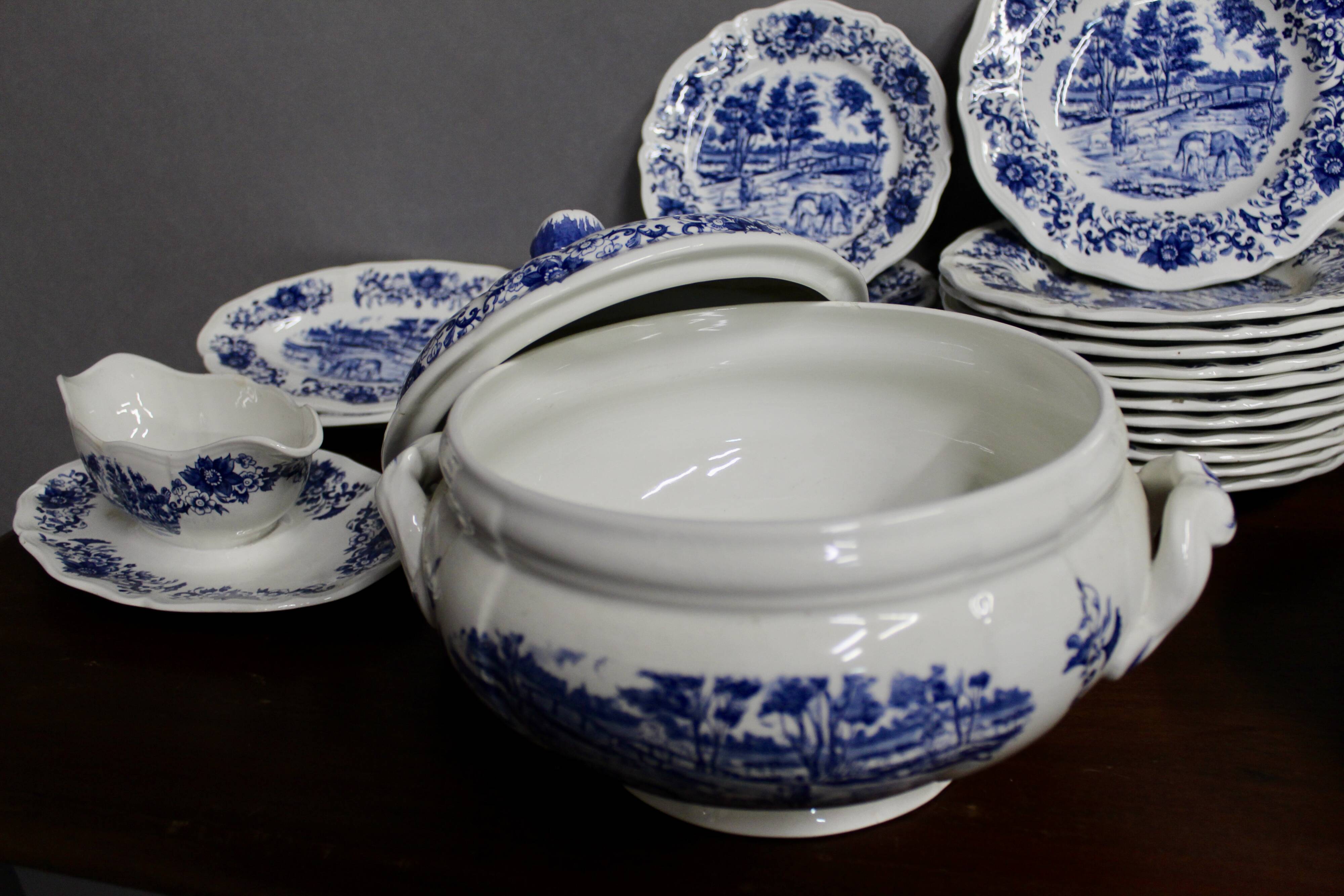 Derby Sarregemines 52-Piece Dinnerware Set, Deep Blue