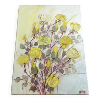 Oil on canvas flowers
