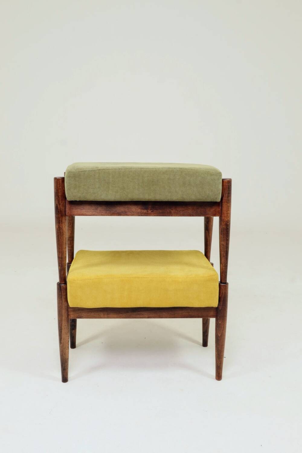 Scandinavian green/yellow corduroy stool Set of 2