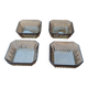 Set of 4 small square bowls - smoked glass - retro design - 70s / 80s