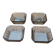 Set of 4 small square bowls - smoked glass - retro design - 70s / 80s