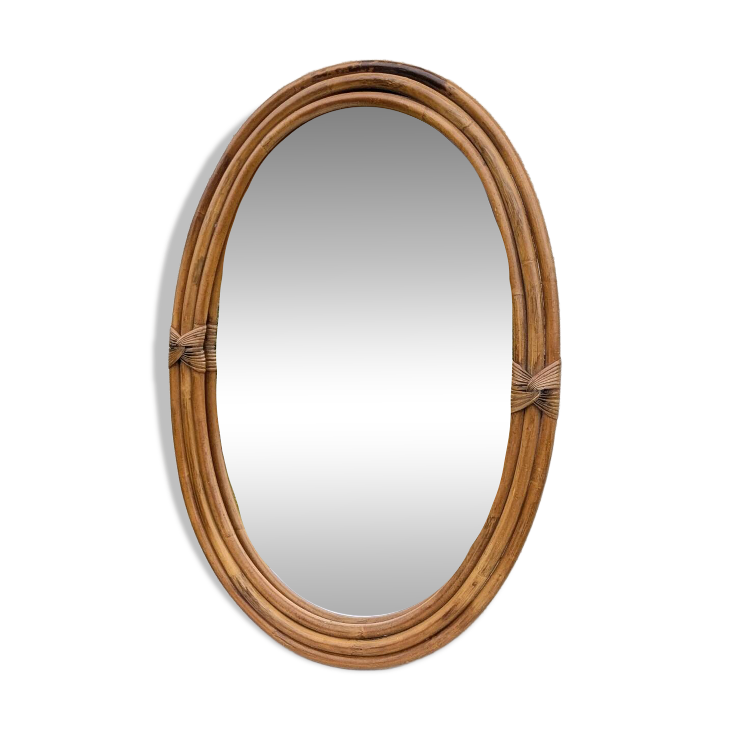 Large bamboo rattan mirror 70 80 Vintage 67 cm x 46 cm Excellent condition