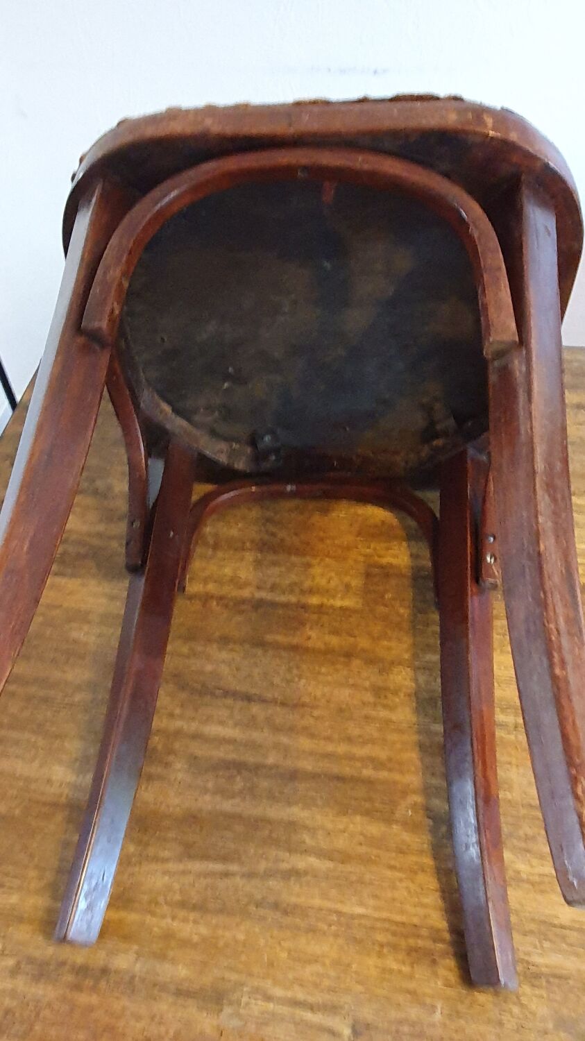 Art nouveau thonet stool bentwood and velvet