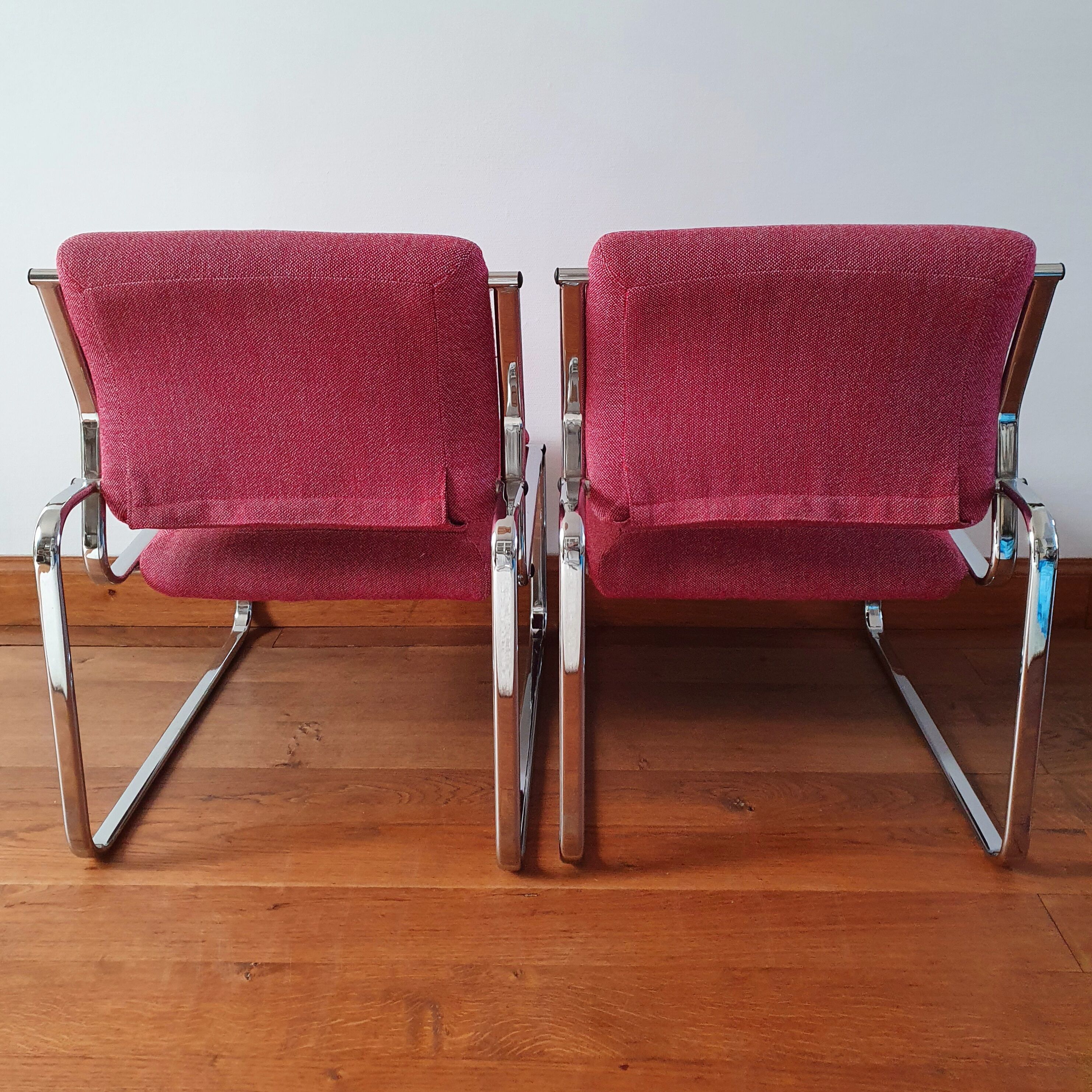 Pair of Atal chrome low chairs 1970