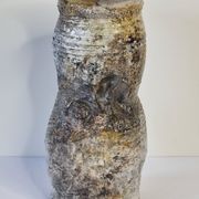 Enamelled ceramic roll vase