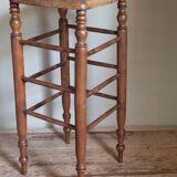 Tabouret ancien cannage et bois tourné