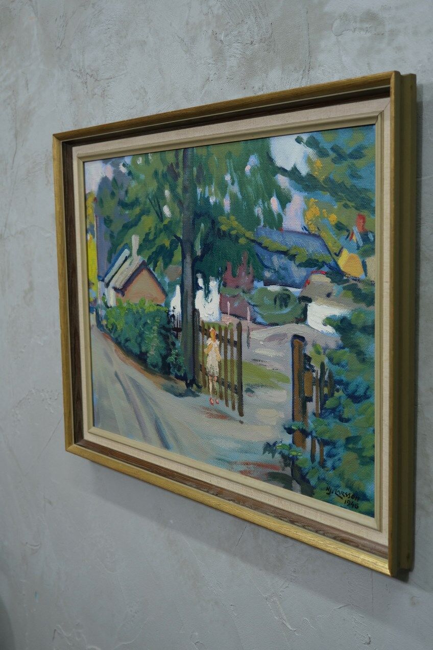 Swedish modern painting, 1946, oil on panel, framed, Hjamar Larsson