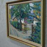 Swedish modern painting, 1946, oil on panel, framed, Hjamar Larsson