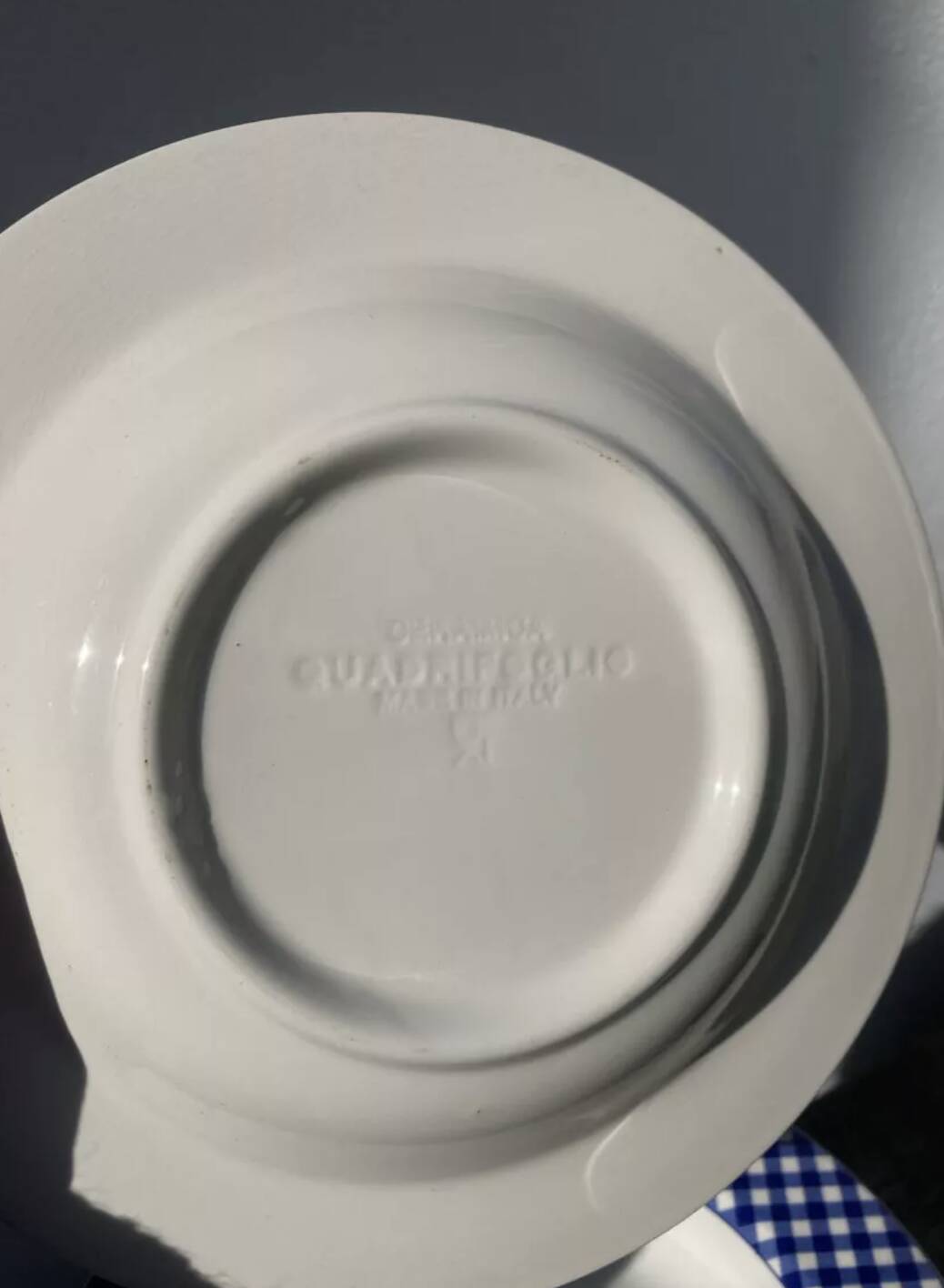 12 Quadrifoglio blue checkered soup plates