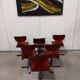Set of 6 mid-century modern Pagholz chairs, moulded plywood seats, steel base, 1960s