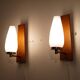 Paire d'appliques vintage scandinave teck et opaline