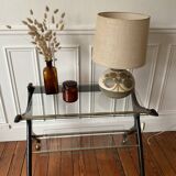 Italian design mahogany and glass rolling console