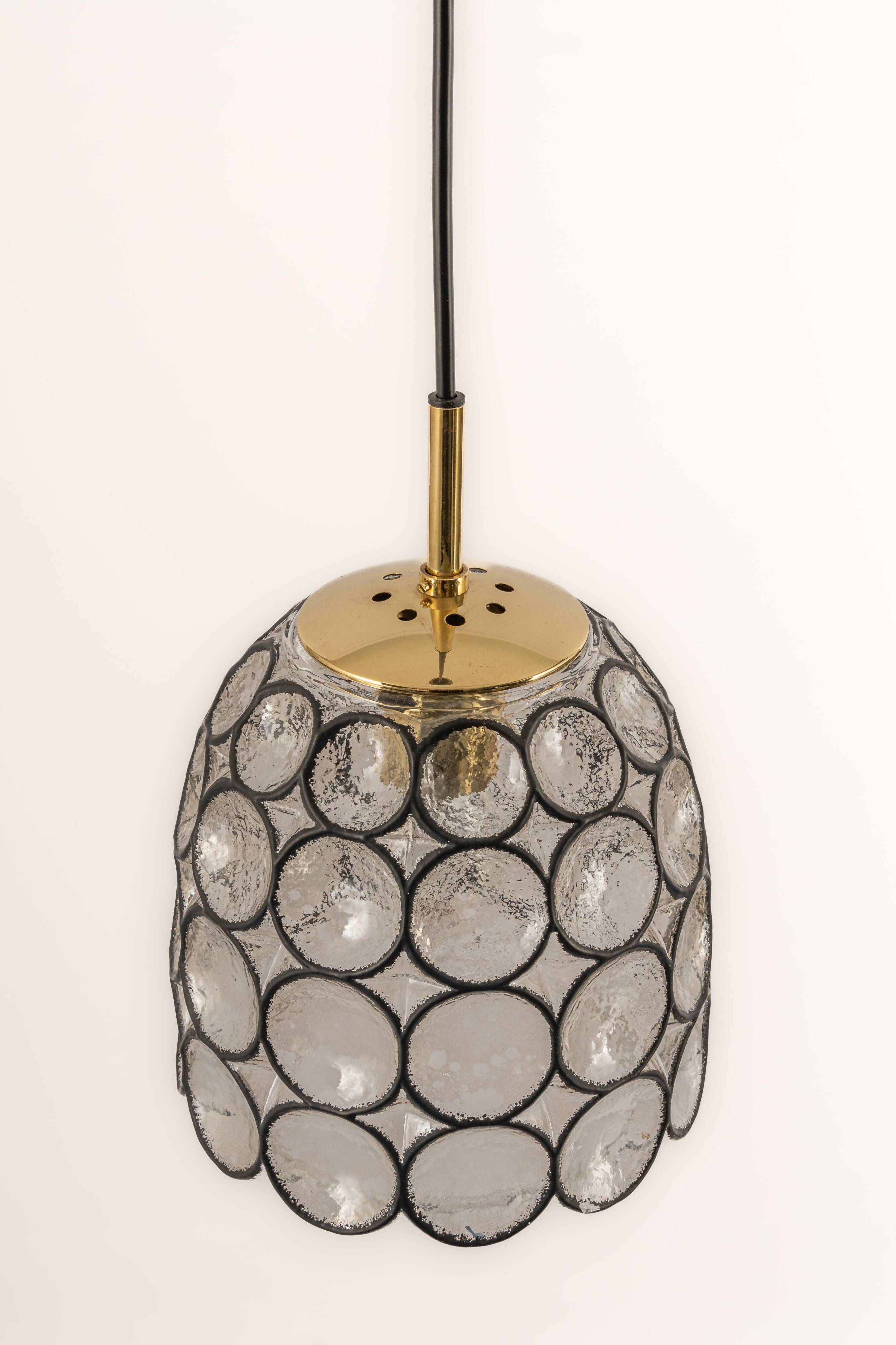Iron and clear glass pendant by limburg, germany, 1960s.
