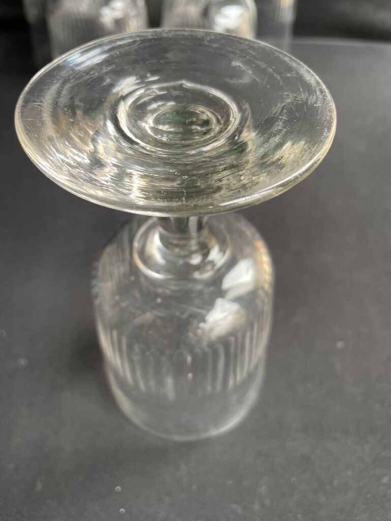 6 Large crystal glasses cut nineteenth