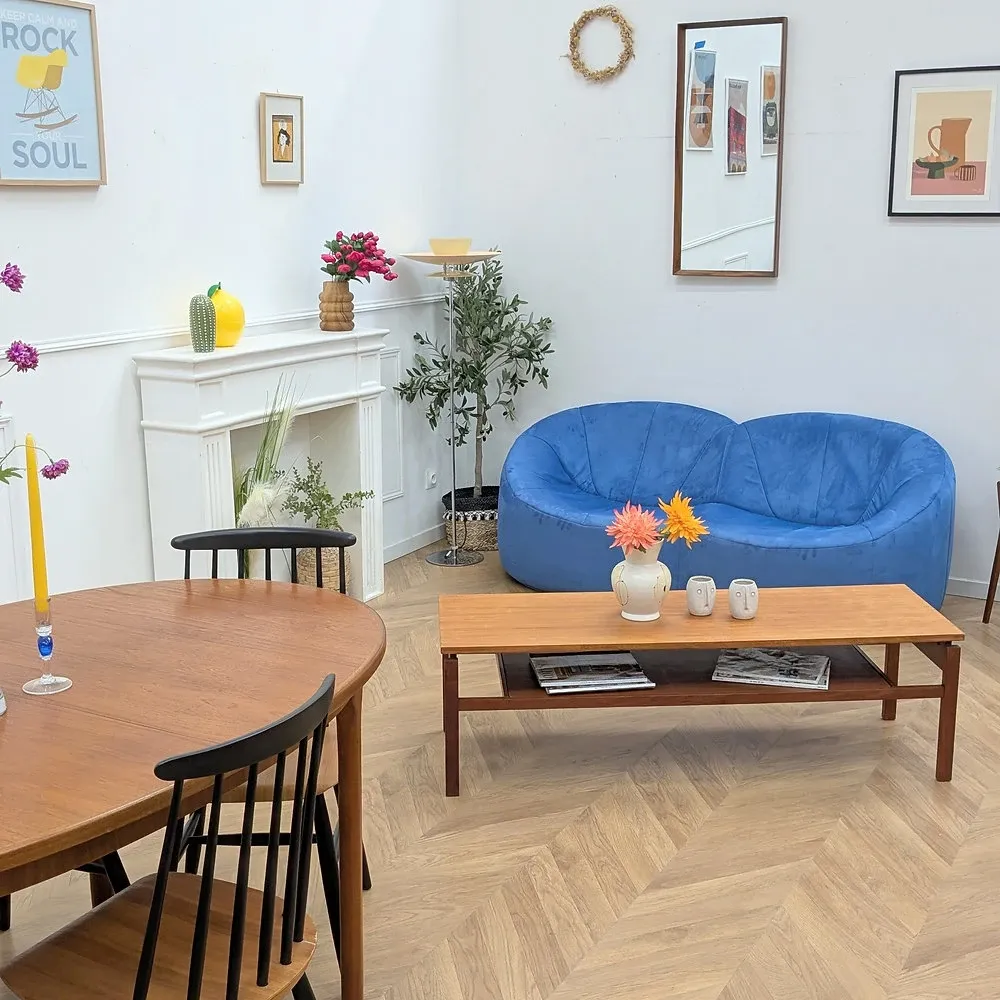 Table basse scandinave teck double plateau