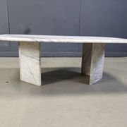 Table basse vintage en marbre blanc, années 1970