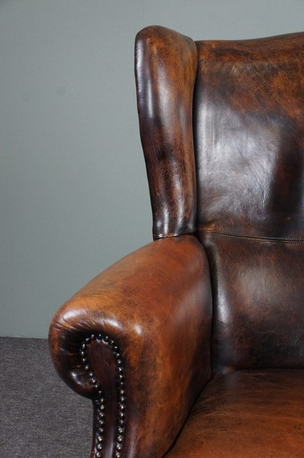 Sheep leather armchair + ottoman