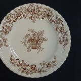 16 assiettes plates en faïence terre de fer, modèle rubans de chez longchamps, ø 24,9 cm