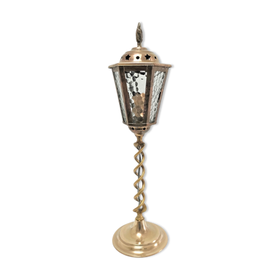 Lampe lanterne laiton et verre début XXème