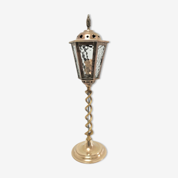 Lantern lamp brass and glass early XXth century