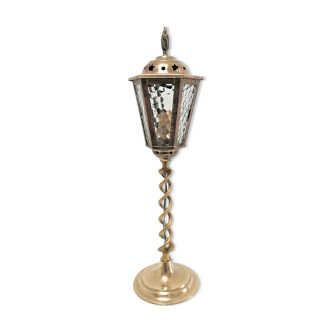 Lampe lanterne laiton et verre début XXème