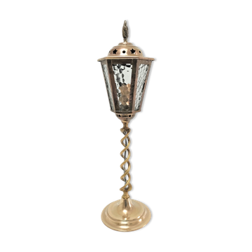Lantern lamp brass and glass early XXth century