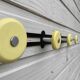 Yellow metal coat door