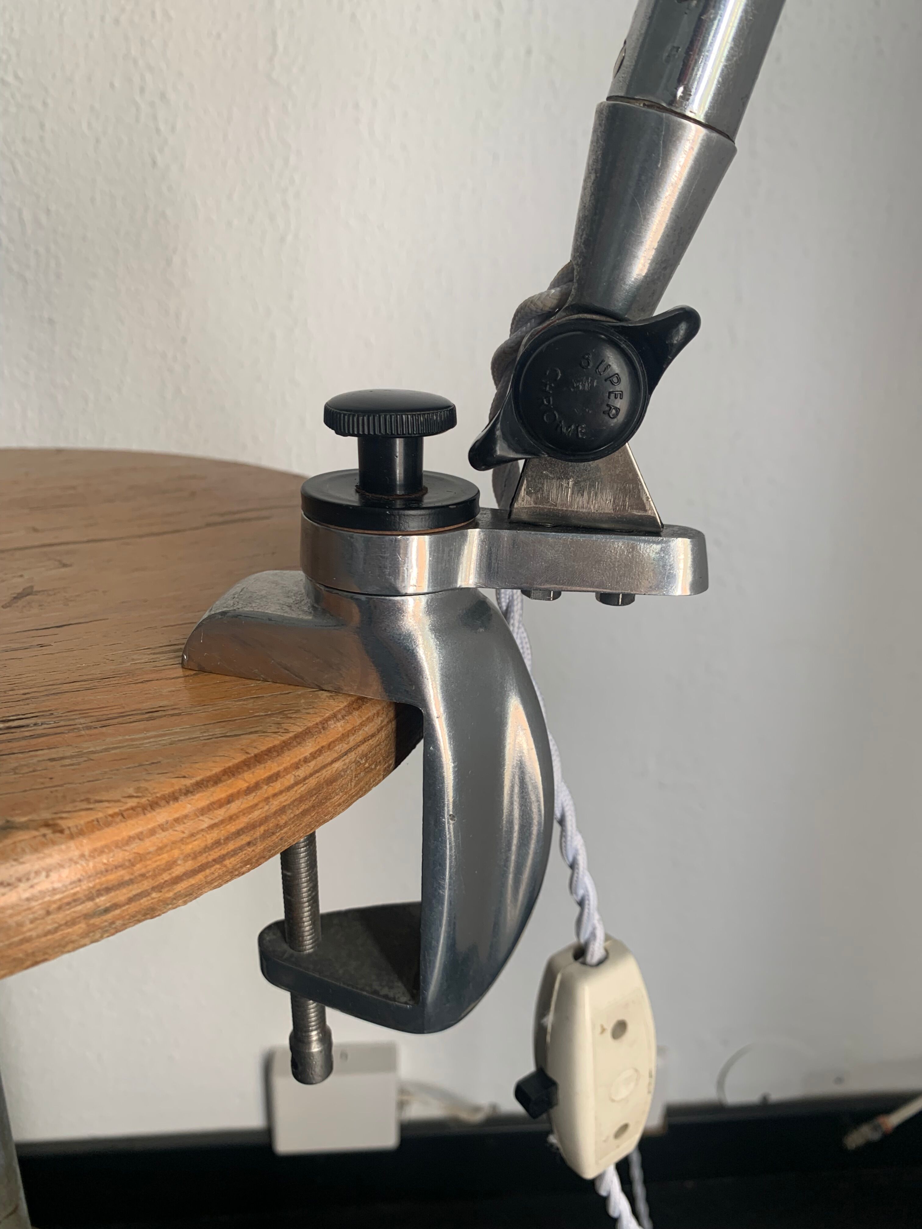 Vintage lamp 1950 industrial workshop factory Super Chrome - 65 cm