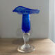 Bougeoir bleue verré bullé