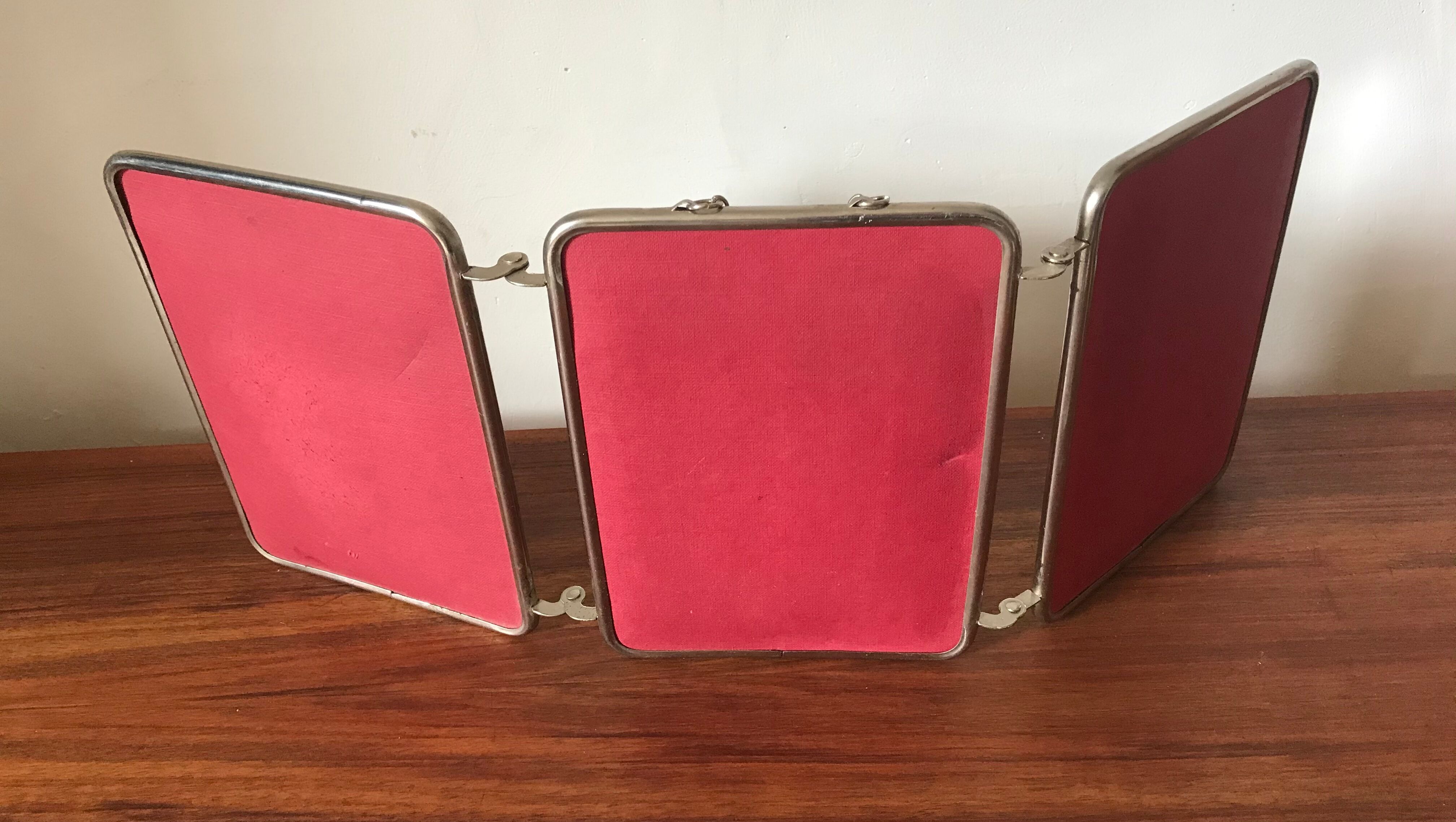 Vintage barber's triptych mirror