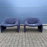 2x Artifort Groovy F598 by Pierre Paulin, Dark Blue, original