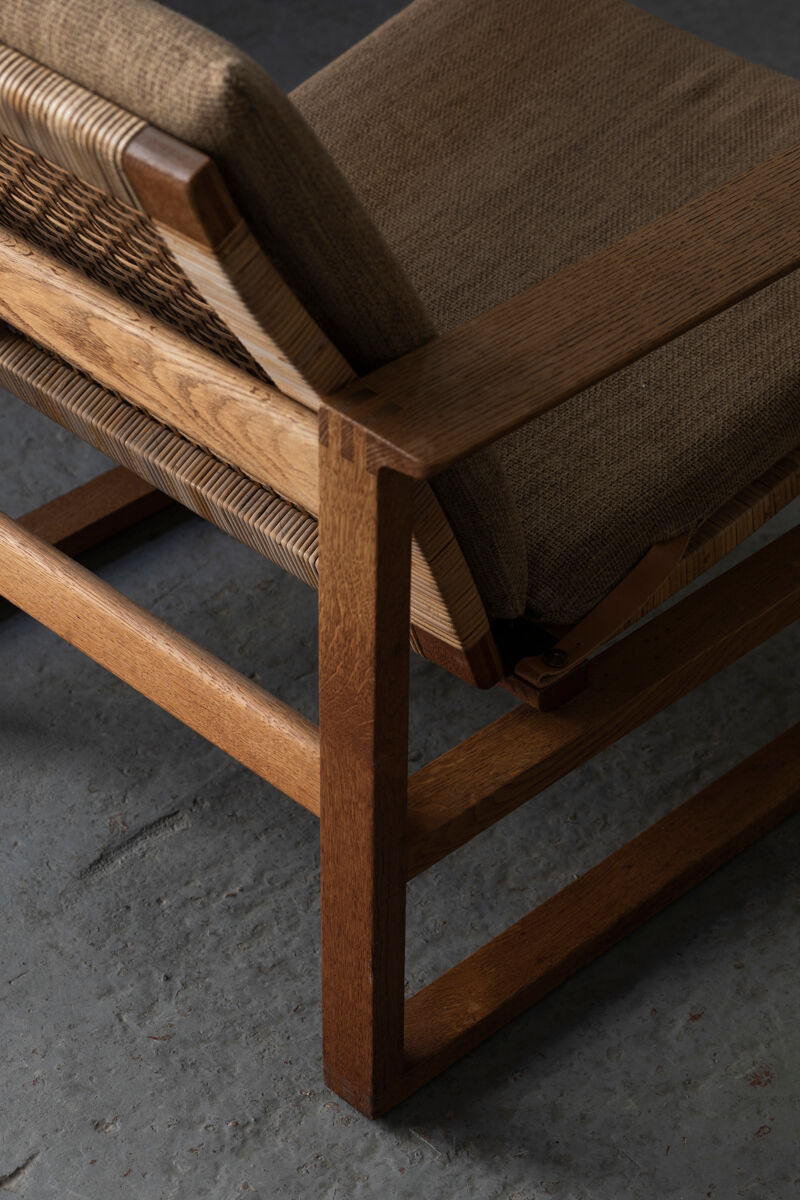 Set of 2 lounge chairs and one footrest by Borge Mogensen for Fredericia Denmark 1960’s