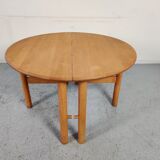 Beech dining table with extensions, 80s