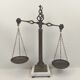 Decorative brass scale with marble base 52 cm