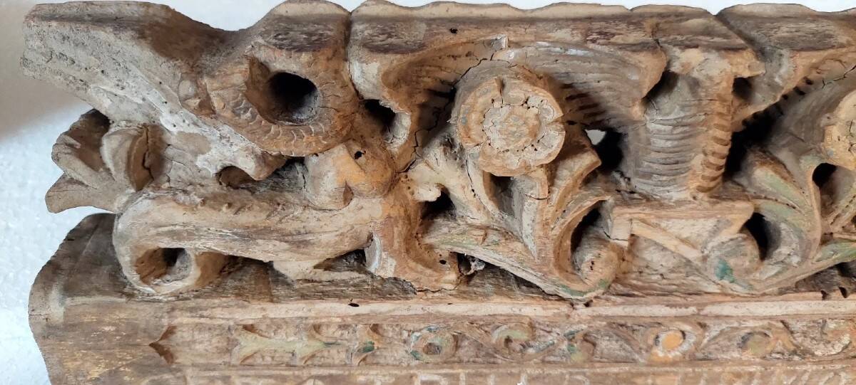 Antique fragment of a 19th century Sicilian carved wooden cart