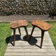 Pair of vintage farmhouse stools in solid oak