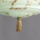 Art Deco Pendant Light with Twisted Stem, Marbled Effect, Metal and Brass - 1930s