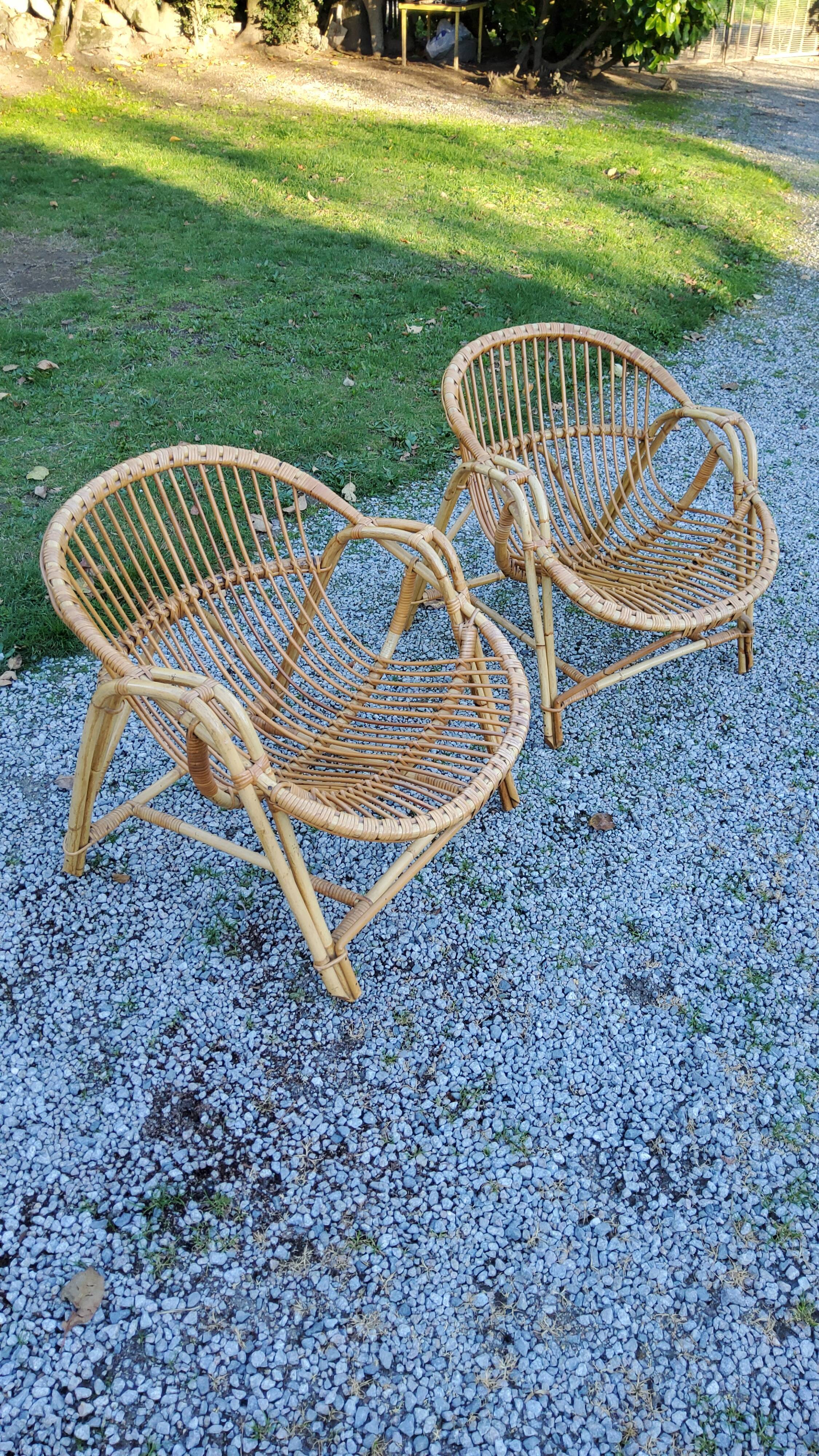 Pair of rattan chairs from the 50s