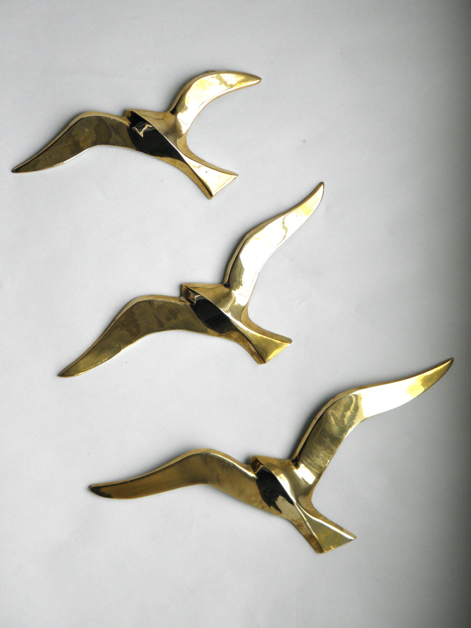 Brass Bird Trio - 70s Wall Decoration