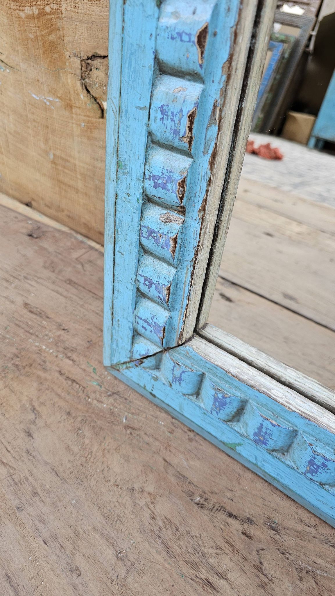 Antique Art Deco mirror in Burmese teak.