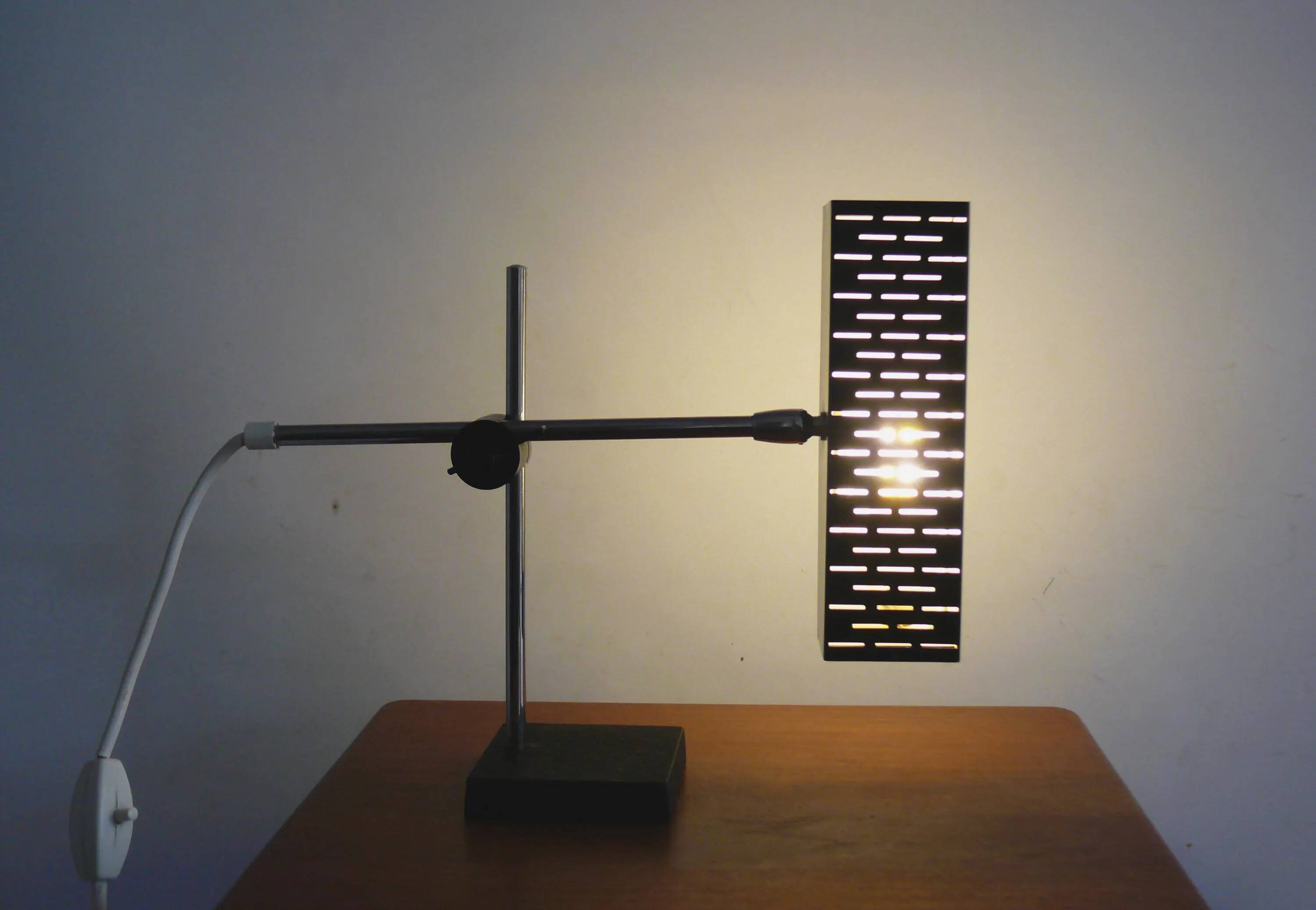 Cubic metal table lamp by Leclaire & Schäfer, 1960s