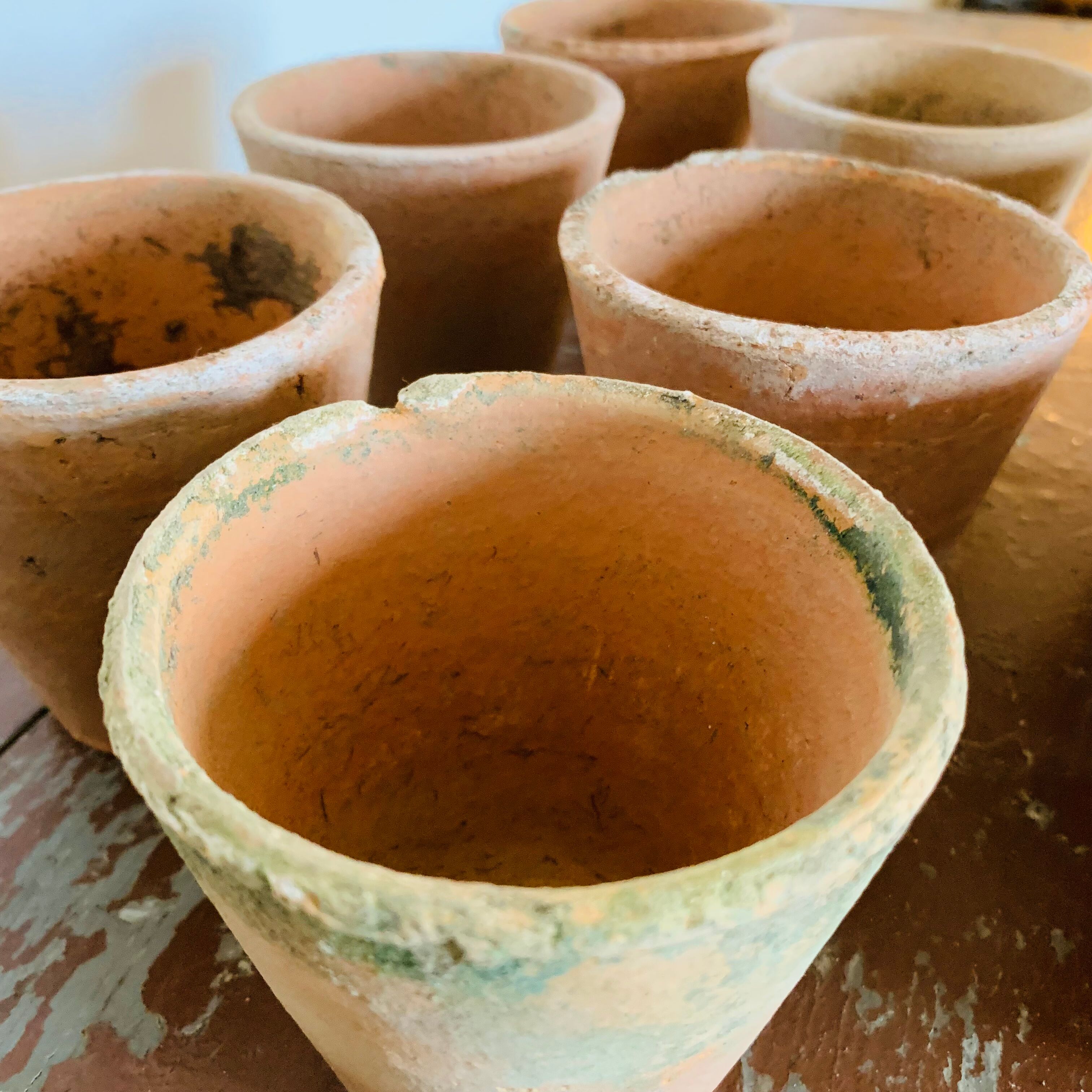 Set of 10 terracotta pots circa 1930 graineterie