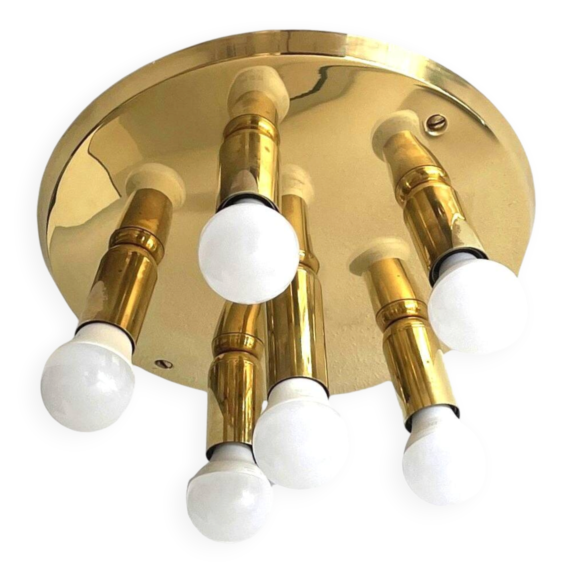 Mid-Century brass ceiling light - 6 lights - TZ Leuchten, Germany, 1980