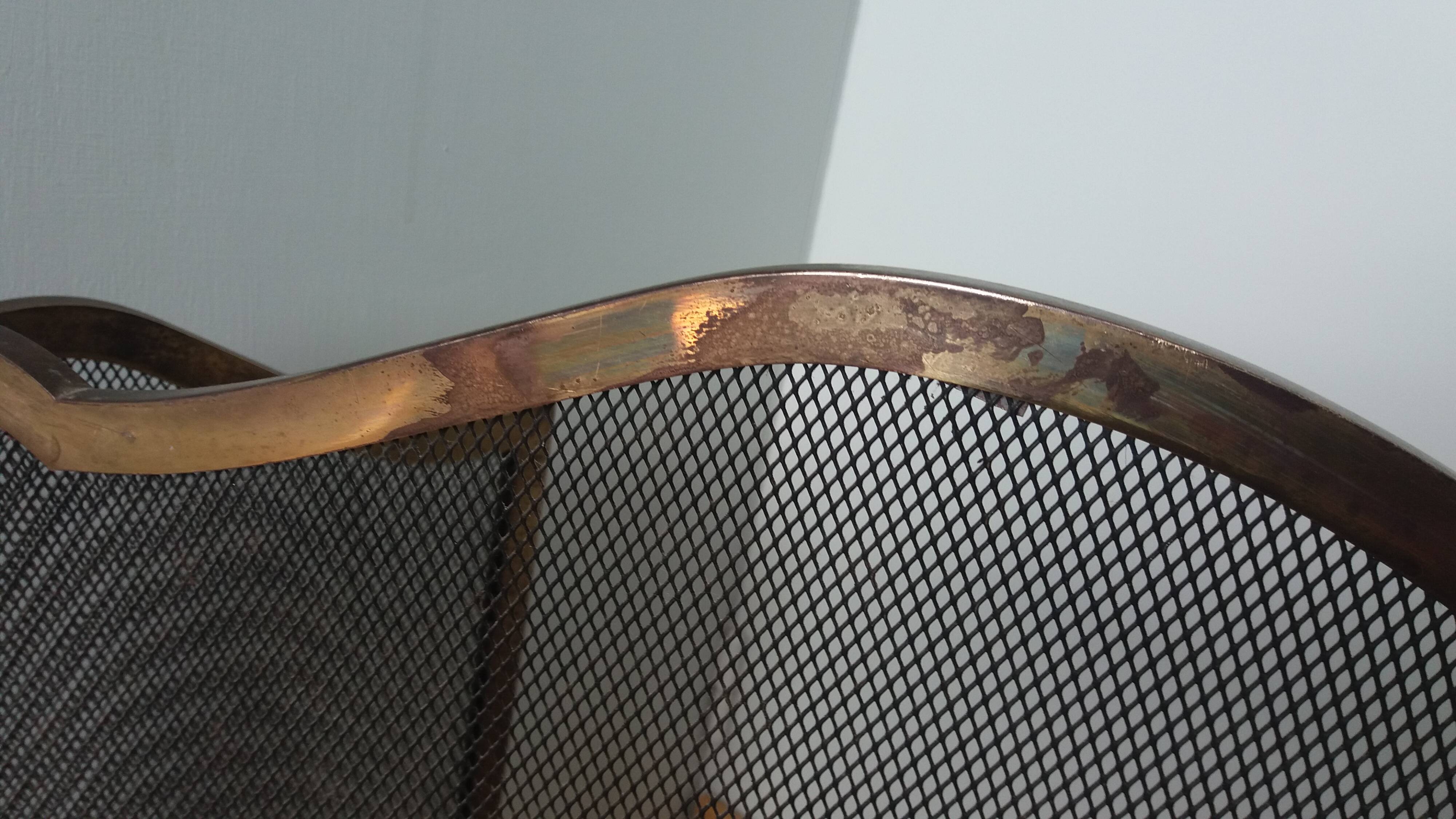 Fire screen, three-panel fireplace screen.
