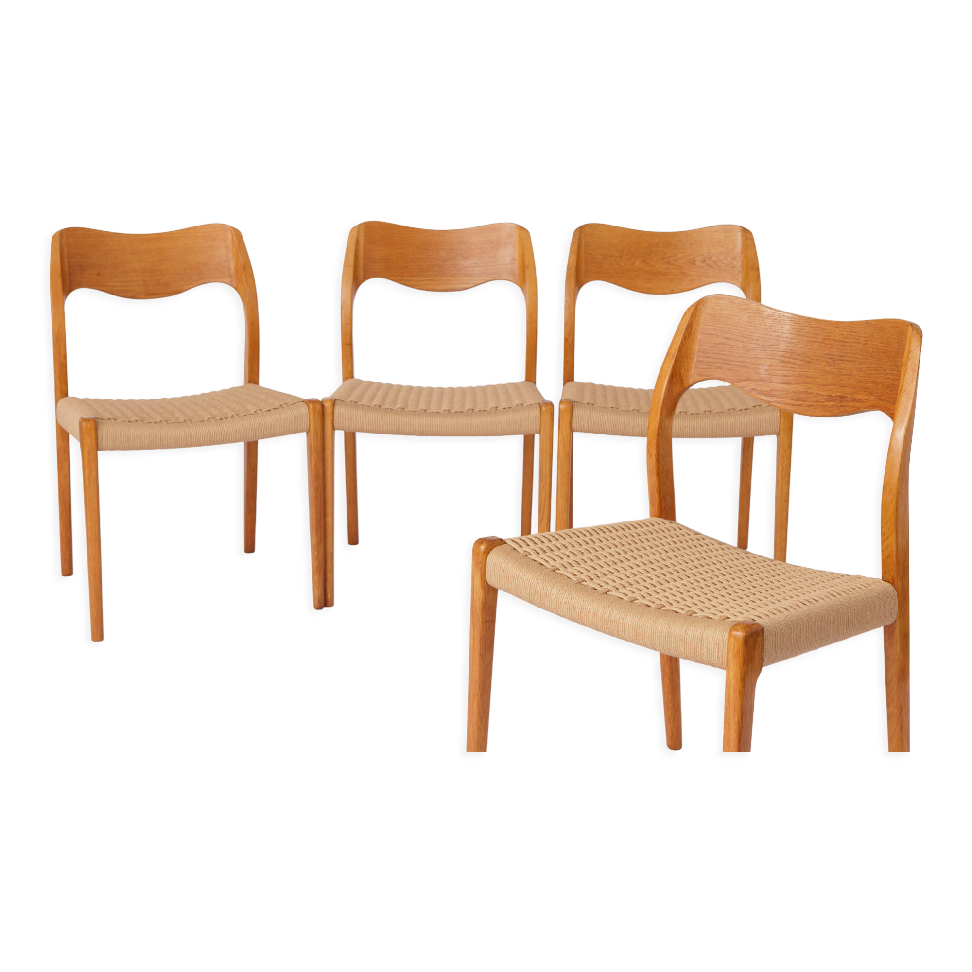 Set 4 chairs model 77 by Niels Møller Chairs 1950