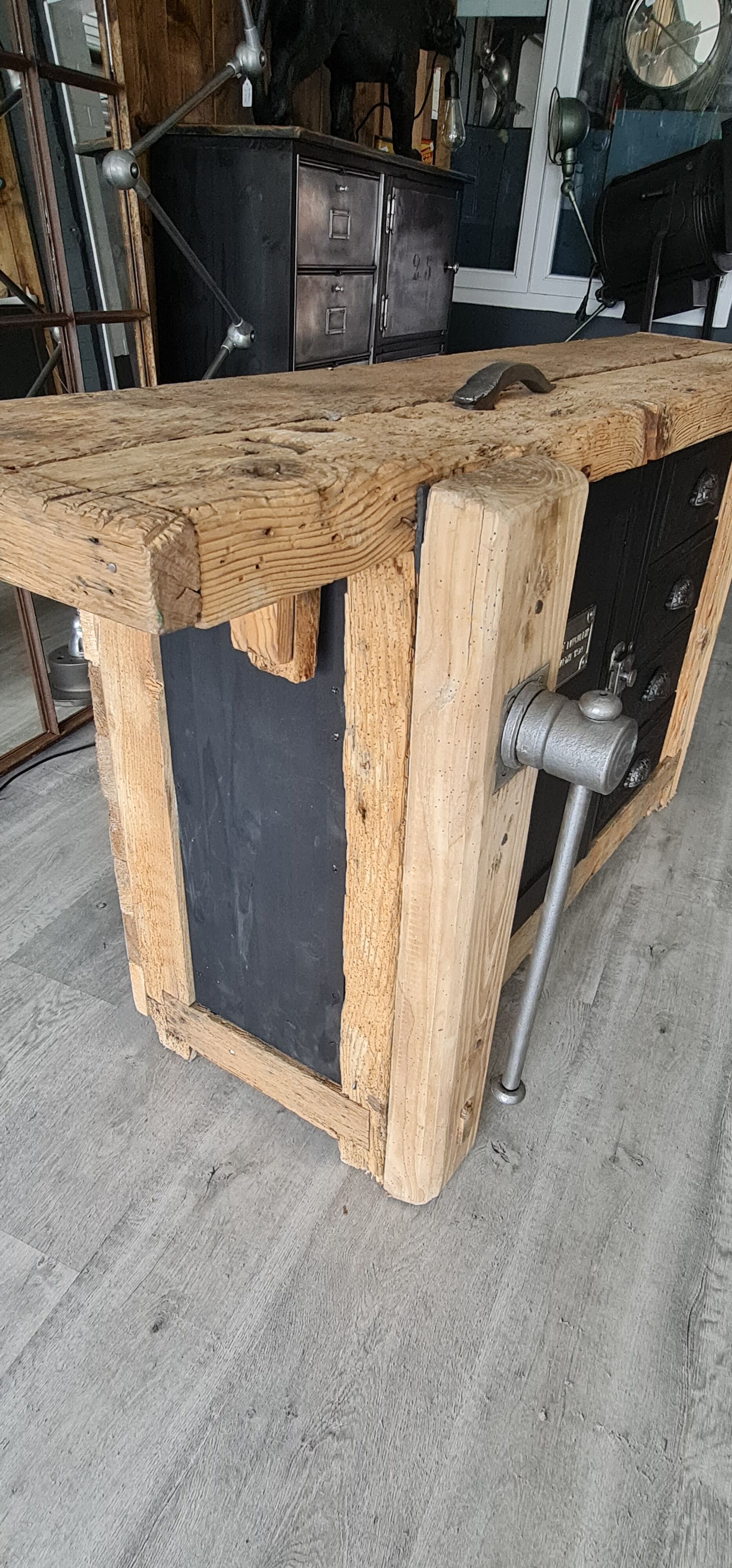 Old workbench furniture by trade four drawers and a door